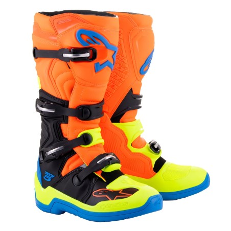 Bottes Alpinestars Tech 5 Orange Fluo Bleu Enamel Jaune Fluo Pointure 40.5