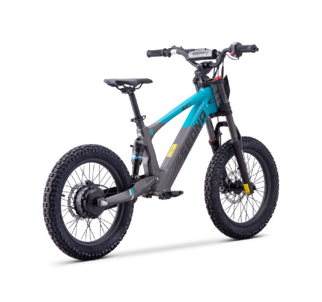 Draisienne électrique Sedna SX 18 pouces coloris bleu, idéale pour l'apprentissage de l'équilibre chez les enfants de 4 à 7 ans