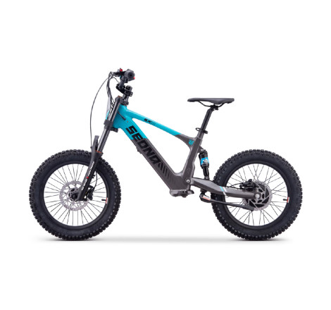 Draisienne électrique Sedna SX 18 pouces coloris bleu, idéale pour l'apprentissage de l'équilibre chez les enfants de 4 à 7 ans