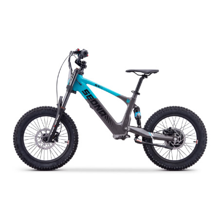 Draisienne électrique Sedna SX 18 pouces coloris bleu, idéale pour l'apprentissage de l'équilibre chez les enfants de 4 à 7 ans