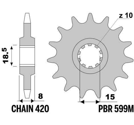 Pignon PBR acier standard 599M - 420