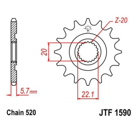 Pignon JT SPROCKETS acier standard 1590 - 520
