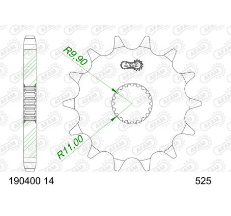 Pignon AFAM acier standard 190400 - 525