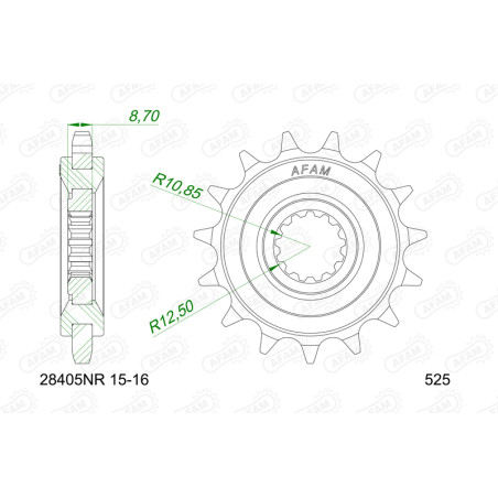 Pignon AFAM acier anti-bruit 28405NR - 525