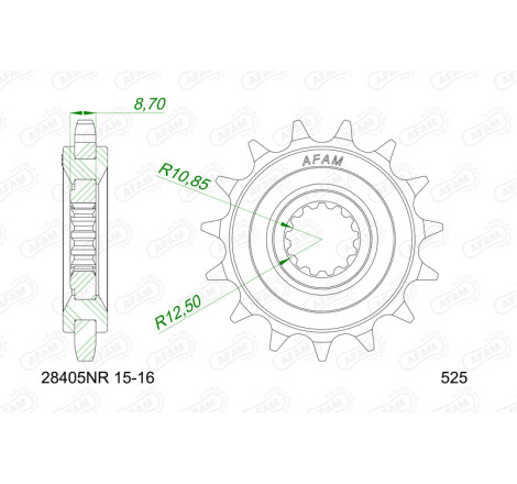 Pignon AFAM acier anti-bruit 28405NR - 525