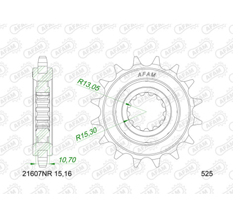 Pignon AFAM acier anti-bruit 21607NR - 525