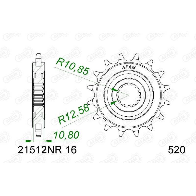 Pignon AFAM acier anti-bruit 21512NR - 520