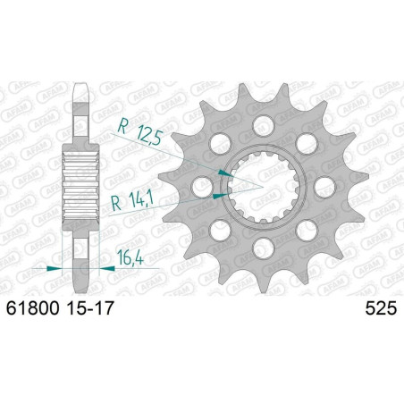 Pignon AFAM acier anti-bruit 618 - 525 - noir