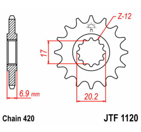Kit chaîne JT 420HDR 11/60-138 - couronne standard