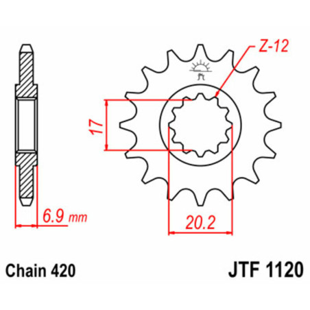 Kit chaîne JT 420HDR 11/60-138 - couronne standard