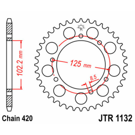 Kit chaîne JT 420HDR 13/53-140 - couronne standard