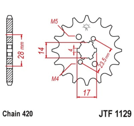 Kit chaîne JT 420HDR 13/53-140 - couronne standard