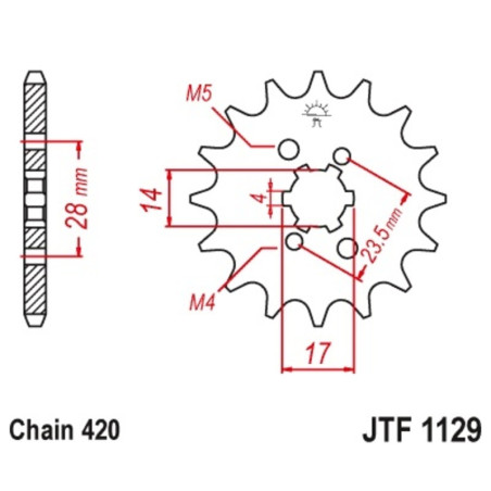 Kit chaîne JT 420HDR 13/53-140 - couronne standard