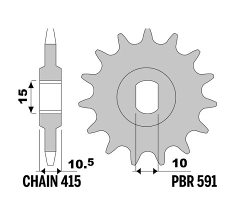 Pignon PBR acier standard - 415