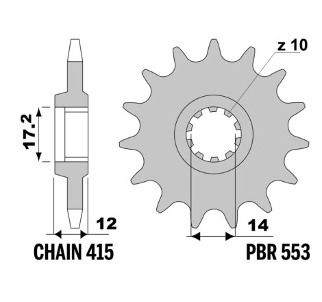 Pignon PBR acier standard - 415
