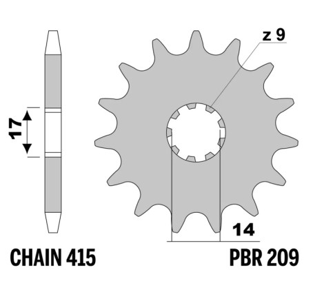 Pignon PBR acier standard - 415
