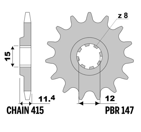 Pignon PBR acier standard - 415