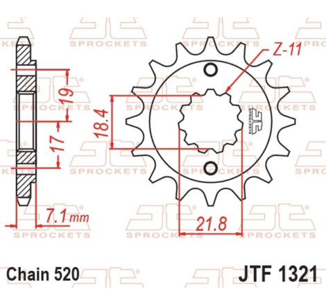 Pignon JT SPROCKETS acier anti-bruit 1321 - 520