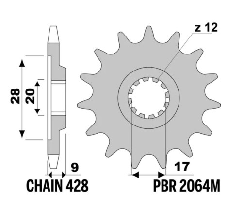 Pignon PBR acier standard - 428
