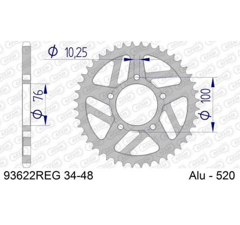 Kit chaîne AFAM  520XHR2 15/42-116 - couronne standard aluminium