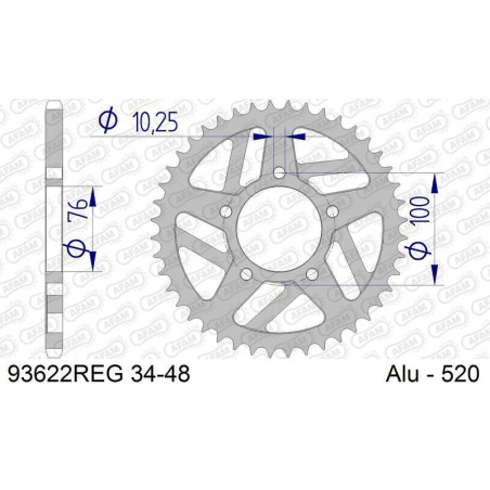 Kit chaîne AFAM  520XHR2 15/42-116 - couronne standard aluminium