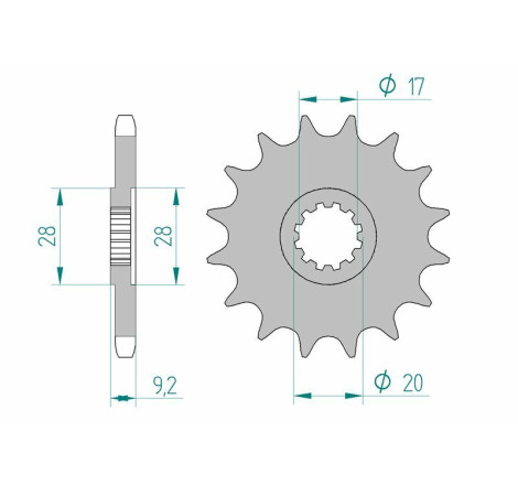 Kit chaîne AFAM 428R1 14/62-140 - couronne standard aluminium