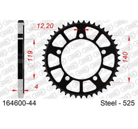 Kit chaîne AFAM 525XHR3 17/47-122 - couronne standard