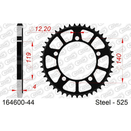Kit chaîne AFAM 525XHR3 17/47-122 - couronne standard