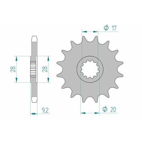 Kit chaîne AFAM 428R1 11/62-140 - couronne standard aluminium