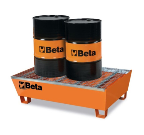 Bac de rétention en acier BETA pour la manutention et le stockage de 2 fûts de 200 litres