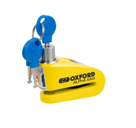 Bloque disque alarme OXFORD Alpha XA14 Ø14mm inox noir/jaune
