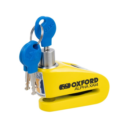 Bloque disque alarme OXFORD Alpha XA14 Ø14mm inox noir/jaune