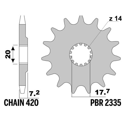 Pignon PBR acier standard - 420