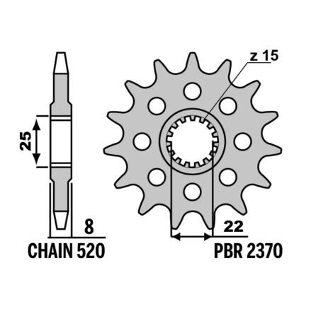 Pignon PBR acier standard - 520