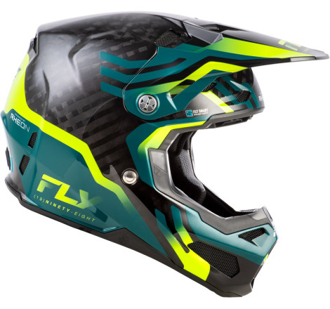 Casque FLY RACING Formula S Carbon Byte – Black Carbon/Teal/Lime, Taille L