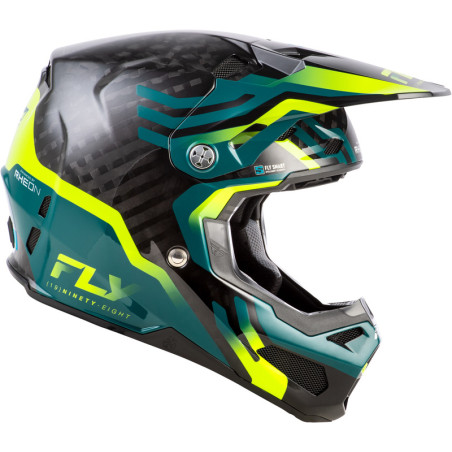 Casque FLY RACING Formula S Carbon Byte – Black Carbon/Teal/Lime, Taille XL