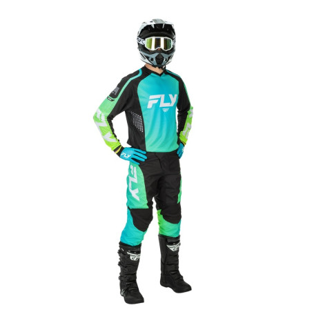Gants FLY RACING F-16 Taille L - Aqua/noir/blanc