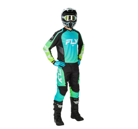 Maillot FLY RACING F-16 Taille L - Aqua/noir/blanc