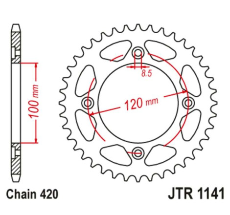 Kit chaîne JT 420HDR 11/60-138 - couronne standard