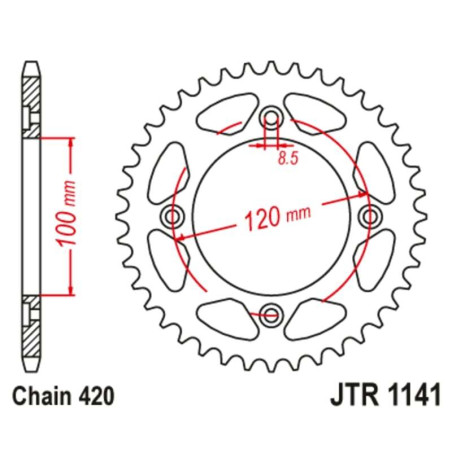 Kit chaîne JT 420HDR 11/60-138 - couronne standard