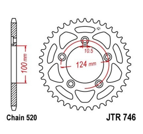 Kit chaîne EK/JT 520 MVXZ2 - 15/46-104 - Couronne acier standard