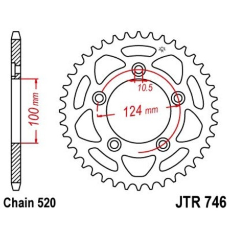 Kit chaîne EK/JT 520 MVXZ2 - 15/46-104 - Couronne acier standard