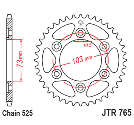 Kit chaîne EK/JT 525 ZVX3 - 16/42-124 - Couronne acier standard