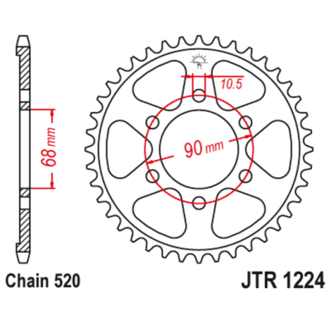Kit chaîne EK/JT 520 SROZ2 - 14/36-108 - Couronne acier standard