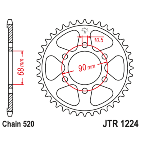 Kit chaîne EK/JT 520 SROZ2 - 14/36-108 - Couronne acier standard