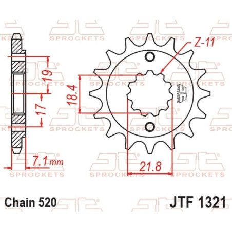 Kit chaîne EK/JT 520 SROZ2 - 14/36-108 - Couronne acier standard