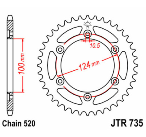 Kit chaîne EK/JT 520 SRX2 - 15/41-100 - Couronne acier standard