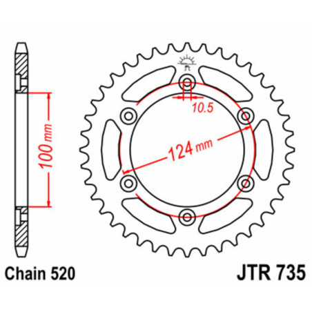 Kit chaîne EK/JT 520 SRX2 - 15/41-100 - Couronne acier standard