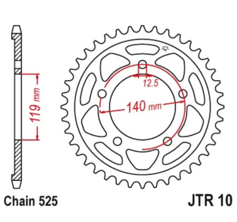 Kit chaîne EK/JT 525 MVXZ2 - 17/46-122 - Couronne acier standard
