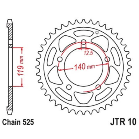 Kit chaîne EK/JT 525 MVXZ2 - 17/46-122 - Couronne acier standard